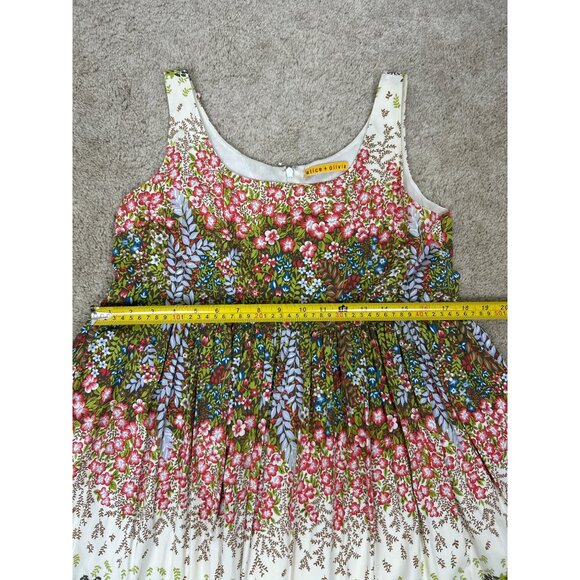 Alice + Olivia Floral Cottagecore Sleeveless Pleated Fit & Flare Dress S/M - Picture 13 of 14